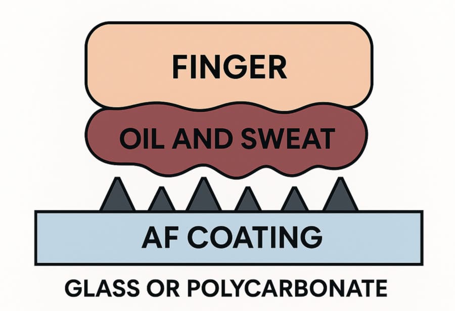AF Coating Microscopic Structure microscopic view of AF coating repelling oil