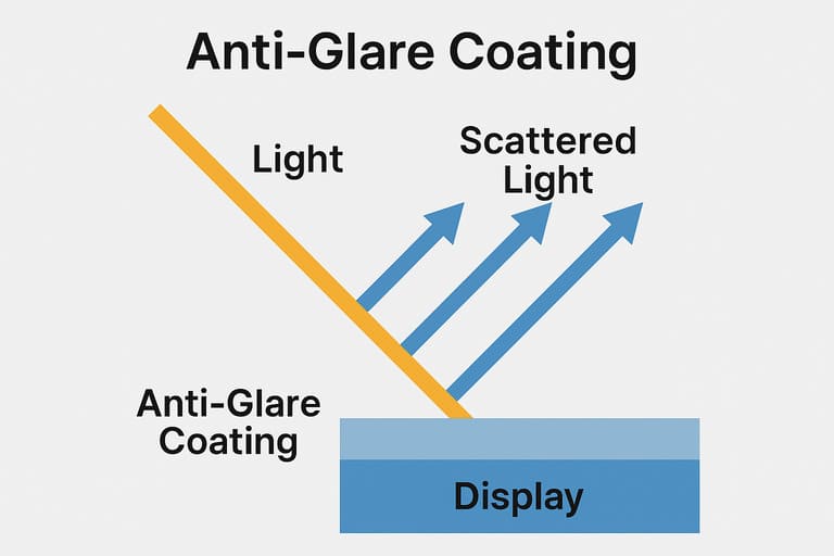 A technician using a hazemeter to test an anti-glare coated glass cover