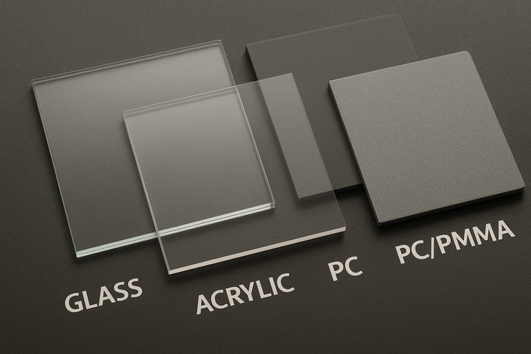 Display Cover Materials Display cover materials comparison PC acrylic glass