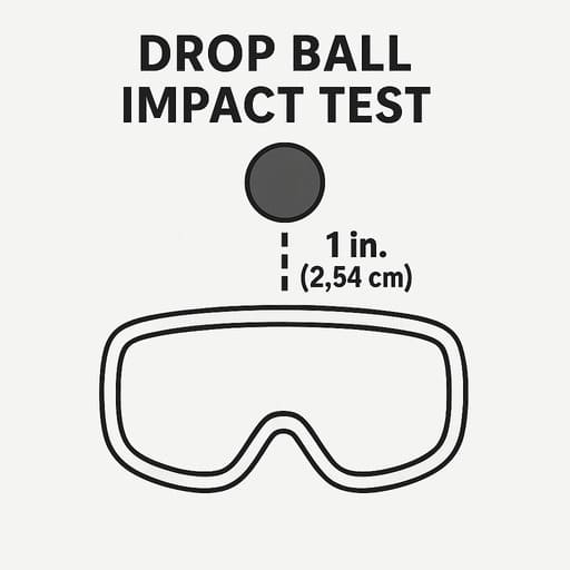 Impact Testing drop ball testing on polycarbonate lens