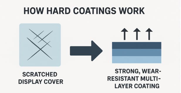 scratch resistant hard coating on polycarbonate display cover