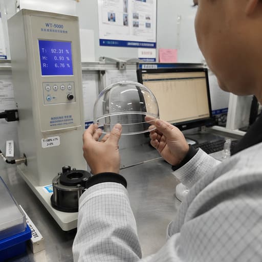 Optical Quality Testing laser interferometer testing optical clarity on plastic dome