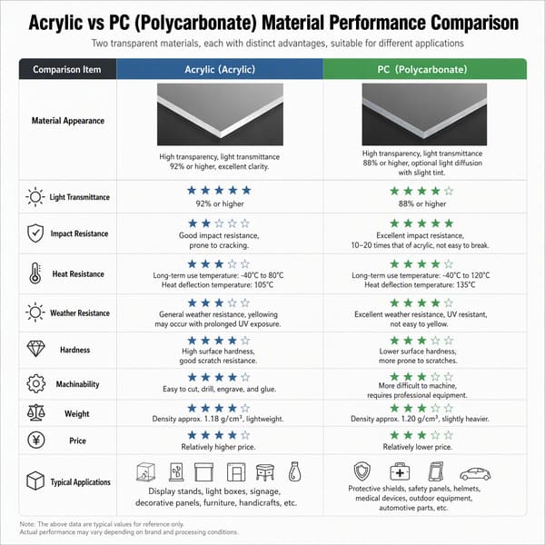 Material Properties acrylic pmma vs polycarbonate pc plastic properties